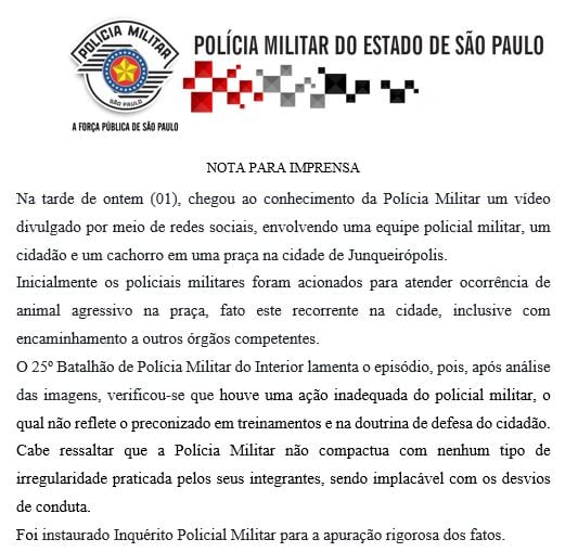 Nota da PM