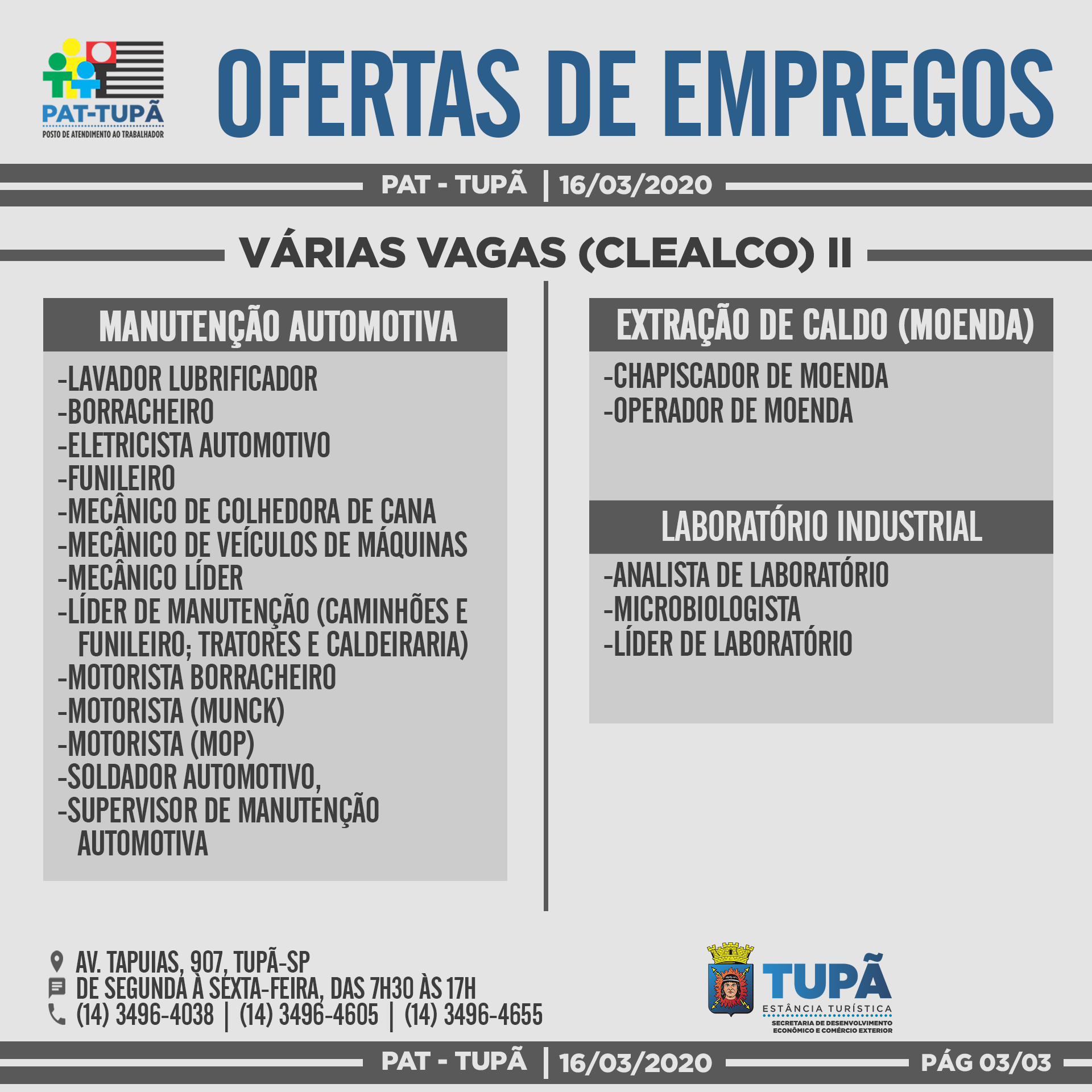 Confira as vagas de emprego disponíveis