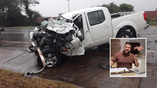 O pastor Marcos Barbosa, de 39 anos, conduzia a caminhonete (Reprodução)