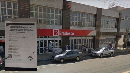 Após confirmação de um caso de Covid-19, Bradesco cumpre protocolo e interdita agência para sanitização. - Foto Arquivo TupãCity.