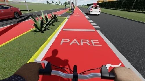 Ciclovia está sendo implantada na Avenida Marechal do Ar Eduardo Gomes, no sentido da vicinal para Arco-Iris