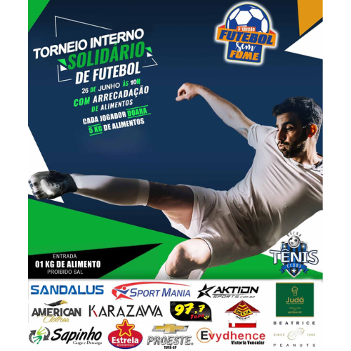 Torneio de Futebol Solidário será neste domingo (26/6); evento já arrecadou mais de 1,5 toneladas de alimentos