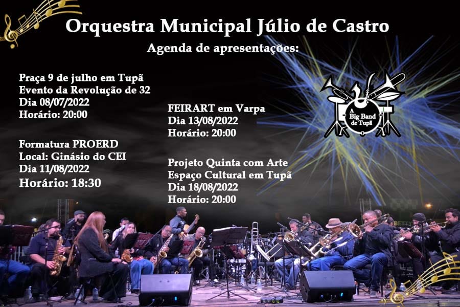 Agenda de apresentações da Orquestra Júlio de Castro