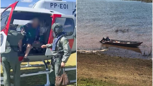 Idoso foi encontrado vivo com ajuda do Águia em Cardoso — Foto: Helicóptero Águia/Polícia Militar