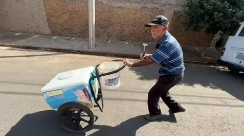 Idoso vende sorvetes todos os dias em Araçatuba — Foto: Reprodução/TV TEM