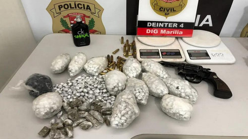 Polícia ainda encontrou 82 porções de cocaína e 20 porções de maconha — Foto: Polícia Civil/Divulgação
