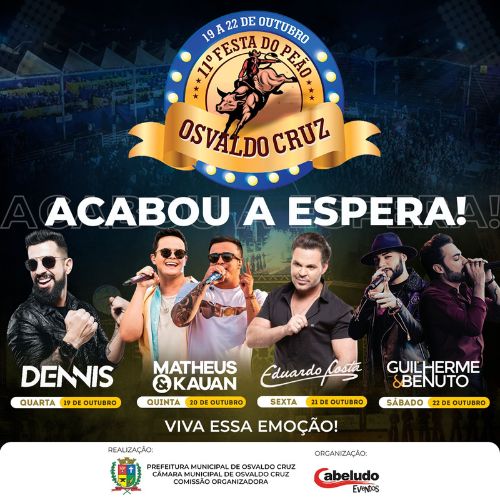 Rodeio de Osvaldo Cruz terá shows de Dennis DJ, Matheus & Kauan, Eduardo Costa e Guilherme & Benutto (Foto: Reprodução)