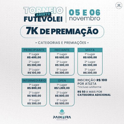 Paineira Beach Club de Tupã recebe inscrições para Torneio de Futevôlei Aberto 2022 (Foto/Reprodução: Redes Sociais)