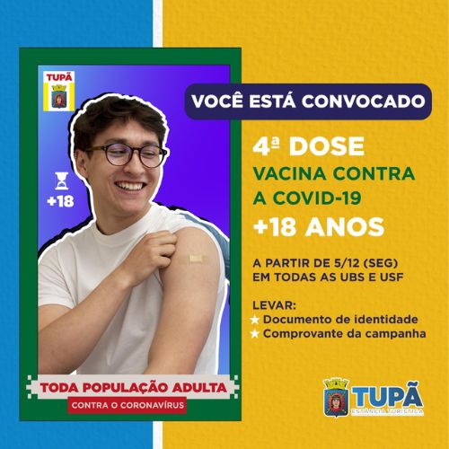 Tupã disponibiliza 4ª dose contra a Covid-19 para maiores de 18 anos