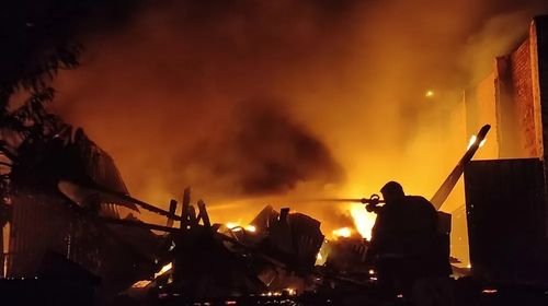 O incêndio começou por volta de 21h30 em Tupã (SP) — Foto: João Trentini/Arquivo Pessoal